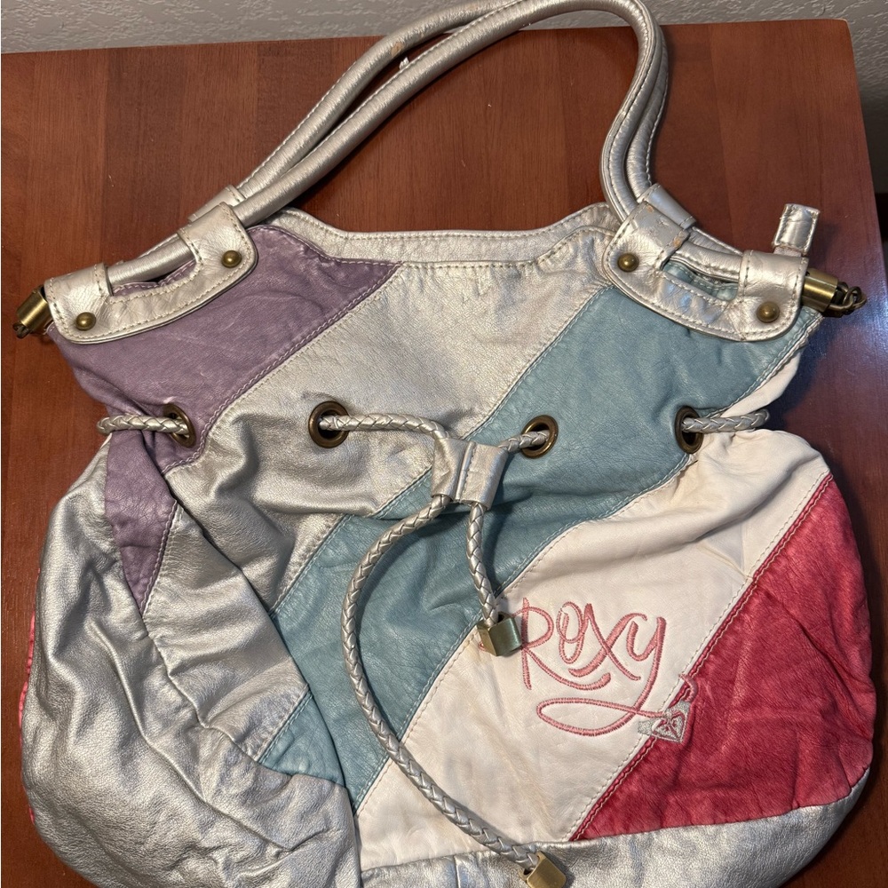 Vintage Roxy Multicolor Patchwork Tote Bag